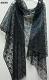 Black Net Lace Floral Pattern Dupatta Chunni Shawl #8689