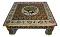 Puja Bajot Wooden Small Chowki Table Meenakari Peacock Chaurang - 15"