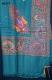Pashmina Angora Kashmiri Shawl in Turquoise w/ Print for Winter #5373