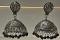 Jhumki in German Silver Anique Finish with Black Beads Jhumki in German Silver Anique Finish with Black Beads