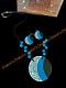 Blue n white pendant -Eco Friendly Hand-painted Terracotta jewelry 