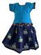 Navy Blue and Sky Blue Pattu Pavada - Size 20 Navy Blue and Sky Blue Pattu Pavada - Size 20