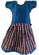 Blue and Red Mix Chexs Pattu Pavada - Size 16 ( 1yrs to 2yrs)