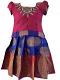 Blue and Pink Chanderi Pattu Pavada - Size 12 ( 0 to 6 months ) Blue and Pink Chanderi Pattu Pavada - Size 12 ( 0 to 6 months )