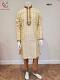 Men's Raw silk Party Wear Ivory white w/ gold printed buti Kurta Pajama set