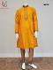 Men's Raw silk Party Wear Orange w/ gold printed buti Kurta Pajama set Men's Raw silk Party Wear Orange w/ gold printed buti Kurta Pajama set