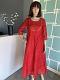 Indo - Western Red Silk Cotton Dress Gold Embroidery Indo - Western Red Silk Cotton Dress Gold Embroidery