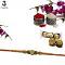 Traditional RAKHI Designed With Orange Colored Stones and Beads for Brother