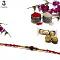 Traditional RAKHI Crafted in Gold W/ Rudraksha and Diamonds + Roli & Chaval