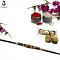 Adorable Wooden Design RAKHI W/ Pearls and Diamonds + Roli & Chaval 