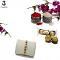 Ethnic Gold RAKHI with Snowy Beads and Polished Pearls + Roli & Chaval Ethnic Gold RAKHI with Snowy Beads and Polished Pearls + Roli & Chaval