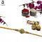Elegant Golden Rakhi W/ Polished Pearls Surrounded by Beads + Roli & Chaval