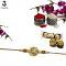 Designer Kundan Rakhi with White Pearl + Roli & Chaval Designer Kundan Rakhi with White Pearl + Roli & Chaval