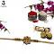 Personalized Wood Craft Rakhi Furnished by Kundan Ornaments + Roli & Chaval Personalized Wood Craft Rakhi Furnished by Kundan Ornaments + Roli & Chaval