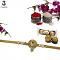 Royal Golden Kundan RAKHI Engraved W/ Diamonds+ Roli & Chaval Royal Golden Kundan RAKHI Engraved W/ Diamonds+ Roli & Chaval