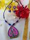 Simple Terracotta jewelry- Pink and blue terracotta necklace set