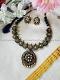 Black and gold terracotta jewelry-two tone temple jewelry set