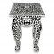 Floral Bone Inlay French Style 12 Inch Black & White Accent Table / End Table For Living Room Floral Bone Inlay French Style 12 Inch Black & White Accent Table / End Table For Living Room