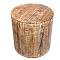 Distressed White Reclaimed Wood Antique Style Round Stool  Side Table