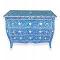 Curved French Style Bone Inlay Dresser Chest in Blue 42" Curved French Style Bone Inlay Dresser Chest in Blue 42"