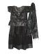 Kids Printed Pattu Langa Blouse In Dark Grey & Black Kids Printed Pattu Langa Blouse In Dark Grey & Black