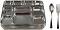 200 Disposable Plates 10 Compartment Silver Thali Plates w/ Fork & Spoon 