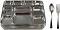 100 Disposable Plates 10 Compartment Silver Thali Plates w/ Forks & Spoons 