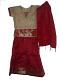 Tan & Red Color Pattu Langa Blouse For Teens & Kids