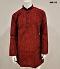 Men's Cotton Party Wear Maroon Kurta w/ Self Design