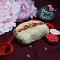 Traditional Simple RAKHI W/ Red Beads + Roli & Chaval
