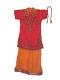 Crushed Silk Lehenga Choli In Orange & Red For Teen Girls Crushed Silk Lehenga Choli In Orange & Red For Teen Girls