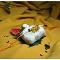 Beautiful Golden Gini Rakhi With Tiny White Beads + Roli & Chaval