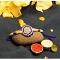 Designer Blue Round Rakhi Surrounded By Blue Beads + Roli & Chaval