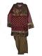 Punjabi Salwar Kurta For Kids In Red & Mehndi With Net Sleeves