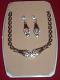 Colored Stone-work Necklace Set In Silver Finish Colored Stone-work Necklace Set In Silver Finish