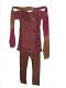 Cotton Silk Churidar Kurta For Kids In Violet Red & Brown
