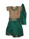 South Indian Dress, Pattu Pavada In Tan And Green Color South Indian Dress, Pattu Pavada In Tan And Green Color