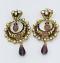 Kundan meenakari seed pearl Jhumkas with dark purple crystals/22K Gold Plat Kundan meenakari seed pearl Jhumkas with dark purple crystals/22K Gold Plat