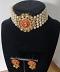 Indian Fashion Jewellery, kundan & pearl choker necklace with earrings. 