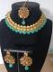 Indian Fashion Jewellery, kundan & pearl choker necklace with earrings. 
