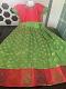 Girls 8-9 Yrs / Teenage Girl Green & Pink Chanderi Silk Gown/Pattu Gown 