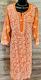Orange Pure Georgette Chikankari Embroidery Work Kurti (2XL)