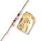 Elegant stone Rakhi With Handcrafted Ornaments + Roli & Chaval Elegant stone Rakhi With Handcrafted Ornaments + Roli & Chaval
