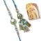Blue Mina Lumba Rakhi With Beads Tassel + Roli & Chaval