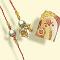 Mina Lumba Rakhi With Polished Crystal Tassel + Roli & Chaval Mina Lumba Rakhi With Polished Crystal Tassel + Roli & Chaval