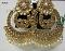 Earrings - Indian Designer Earrings Golden Stones Pearls