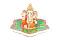 Decorative Ganesh Idol On Marble Lotus Plate