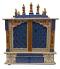 Handcrafted Blue & Gold Wooden Temple W/Door 18" Wide