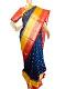 Pure Soft Blue Semi Banarasi Saree with Bandhani Print Blouse 38"
