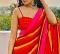 Bright Multi-Stripes Silk Finish Partywear Saree #5481598 Bright Multi-Stripes Silk Finish Partywear Saree #5481598